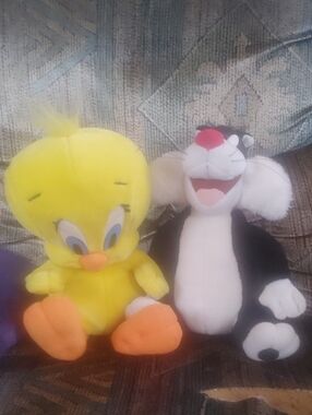 Tweety & Sylvester Plush Set - Yellow, Orange, Black, White